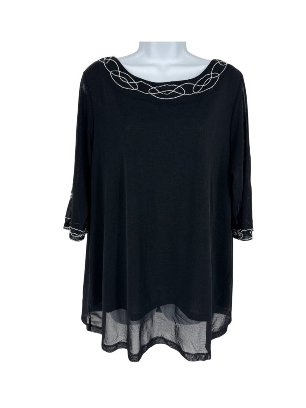 Lane Bryant 3/4 Sleeve White Embroidery Overlay Blouse Women's Size 18/20